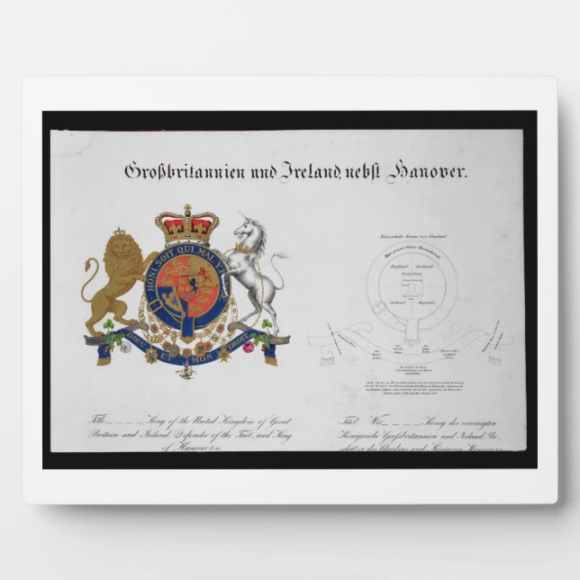 Crest of the King of the United Kingdom of Great B Plaque (Front)