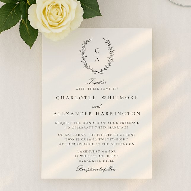 Crest,  Old Money Aesthetic, transparent backgroud Invitation (Creator Uploaded)