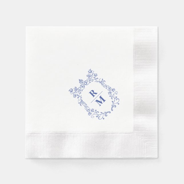 Crest personalised wedding Monogram Paper Napkin (Front)