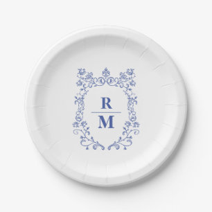 Crest personalised wedding Monogram Paper Plate