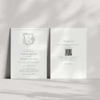 Crest Sage Green Monogram QR Code Wedding