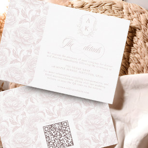 Crest Wedding Monogram Blush Pink Script details Enclosure Card