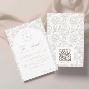 Crest Wedding Monogram Pale Taupe Script details Enclosure Card