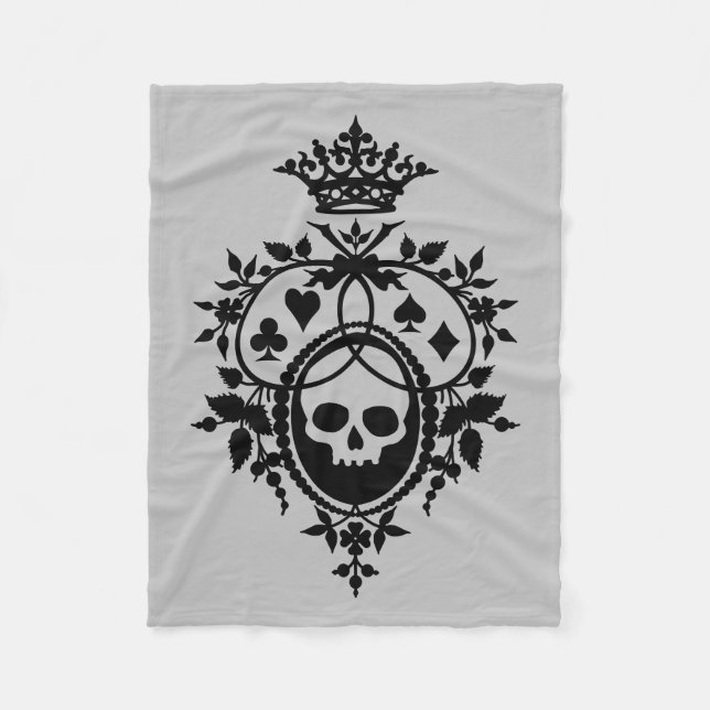 Crest with Skull and Cardsuits Fleece Blanket (Front)