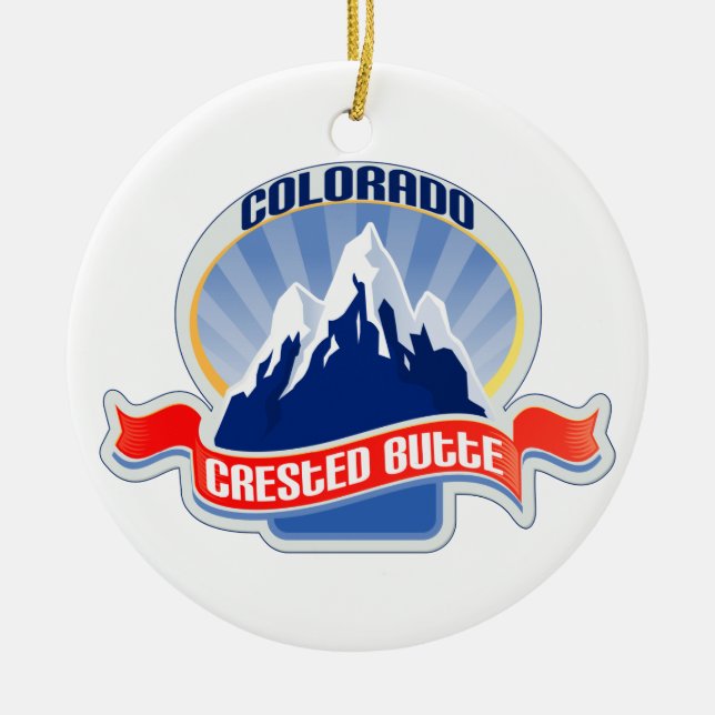 Crested Butte Colorado Ceramic Tree Decoration (Front)