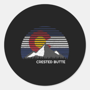 Crested Butte Colorado Flag Classic Round Sticker