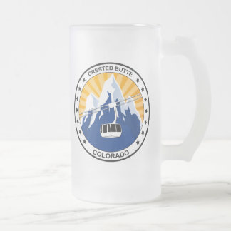 Crested Butte Colorado Frosted Glass Beer Mug