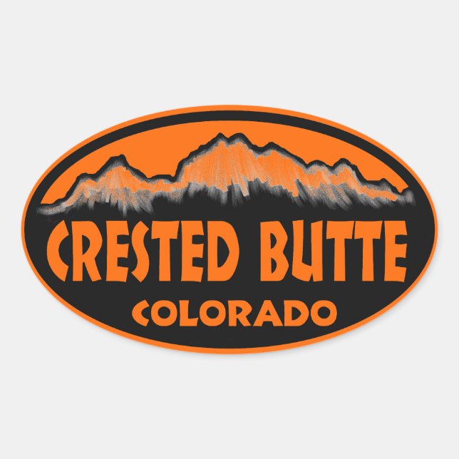 Crested Butte Colorado orange oval stickers (Front)