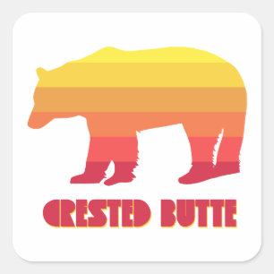 Crested Butte Colorado Rainbow Bear Square Sticker