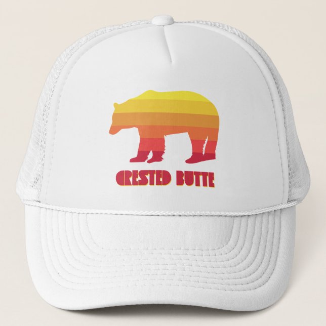Crested Butte Colorado Rainbow Bear Trucker Hat (Front)