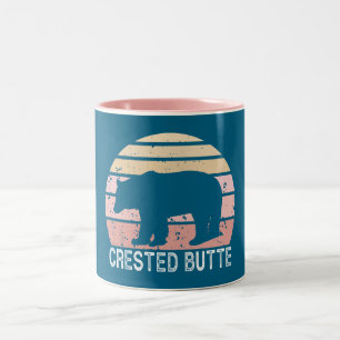 Crested Butte Colorado Retro Bear Two-Tone Coffee Mug
