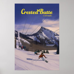 Crested Butte Colorado Ski Resort Travel Poster