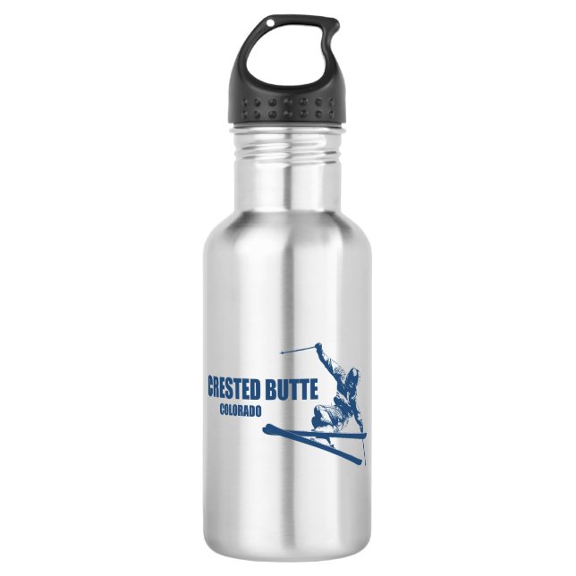 Crested Butte Colorado Skier 532 Ml Water Bottle (Front)