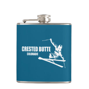 Crested Butte Colorado Skier Hip Flask