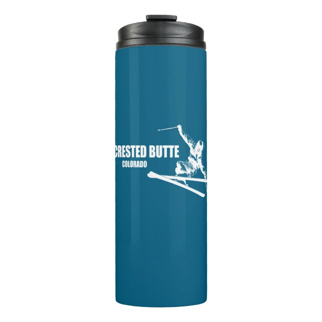 Crested Butte Colorado Skier Thermal Tumbler (Front)