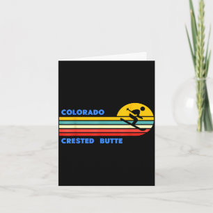 Crested butte colorado skiing skier ski retro sun card