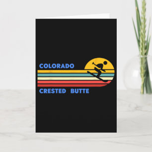 Crested Butte Colorado Skiing Skier Ski Retro Sun Card