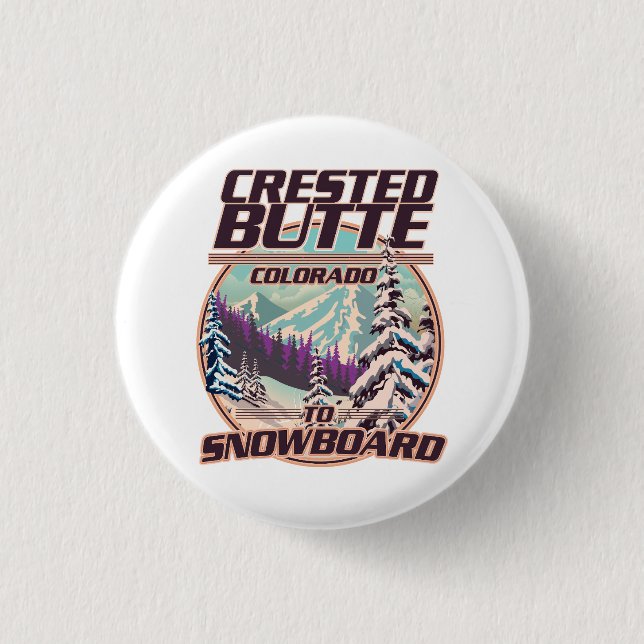 Crested Butte Colorado Snowboarding logo 3 Cm Round Badge (Front)
