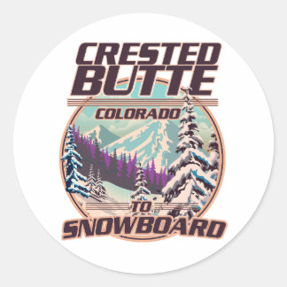 Crested Butte Colorado Snowboarding logo Classic Round Sticker