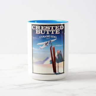 Crested Butte Colorado travel poster Two-Tone Coffee Mug