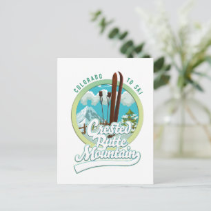 Crested Butte Mountain Colorado Ski logo Postcard