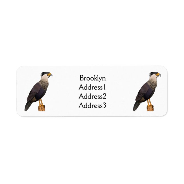 Crested caracara bird cartoon illustration  (Front)