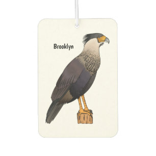 Crested caracara bird cartoon illustration  car air freshener
