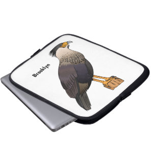 Crested caracara bird cartoon illustration laptop sleeve