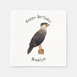 Crested caracara bird cartoon illustration  napkin