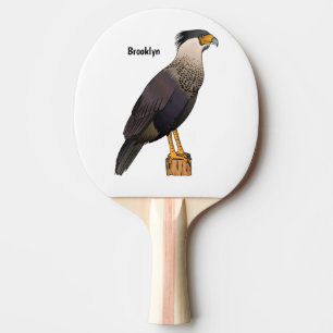 Crested caracara bird cartoon illustration ping pong paddle