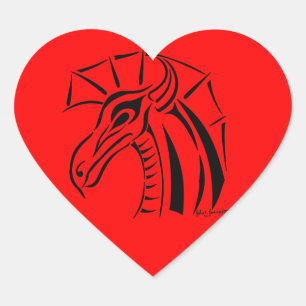 Crested Dragon Sticker Heart