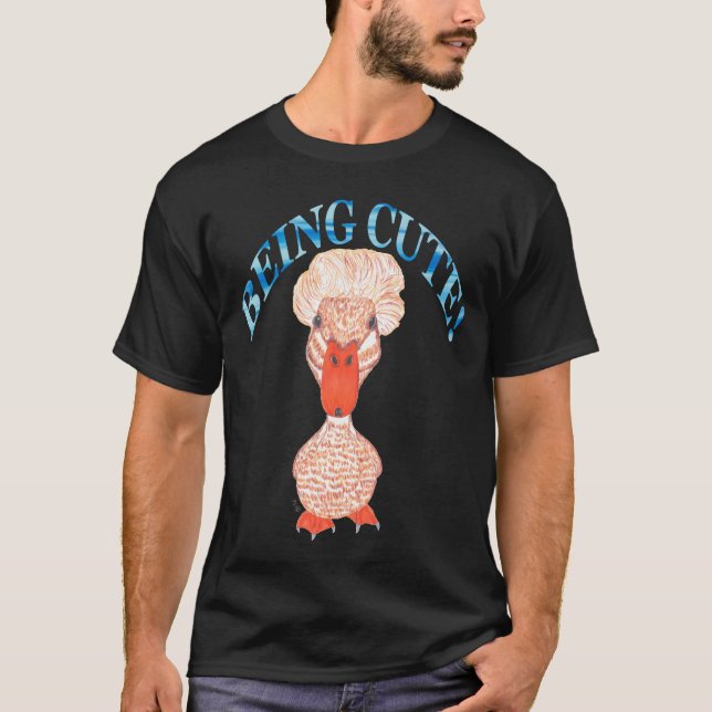 CRESTED DUCK BEING CUTE T-Shirt (Front)