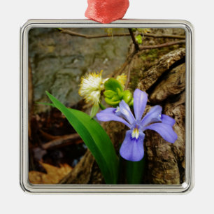 Crested Dwarf Iris blue purple white flower Metal Tree Decoration