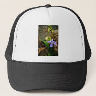 Crested Dwarf Iris blue purple white flower Trucker Hat