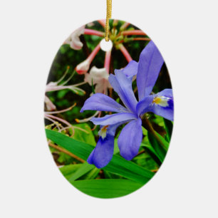 Crested Dwarf Iris Ceramic Tree Decoration