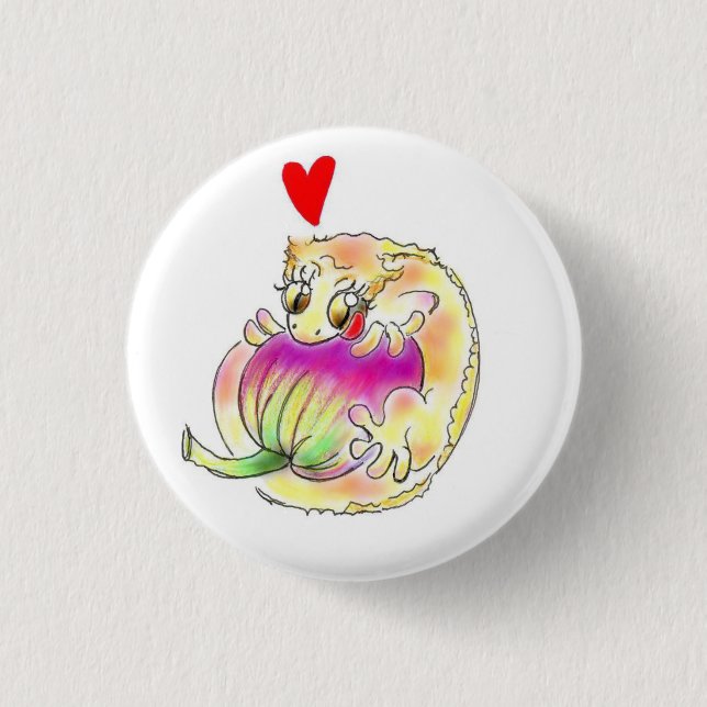 Crested Gecko-chan 3 Cm Round Badge (Front)
