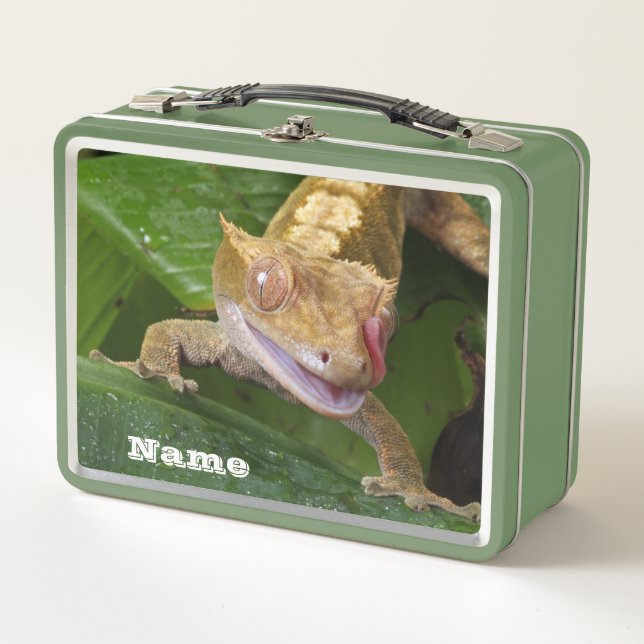 Crested Gecko Metal Lunch Box (Front)