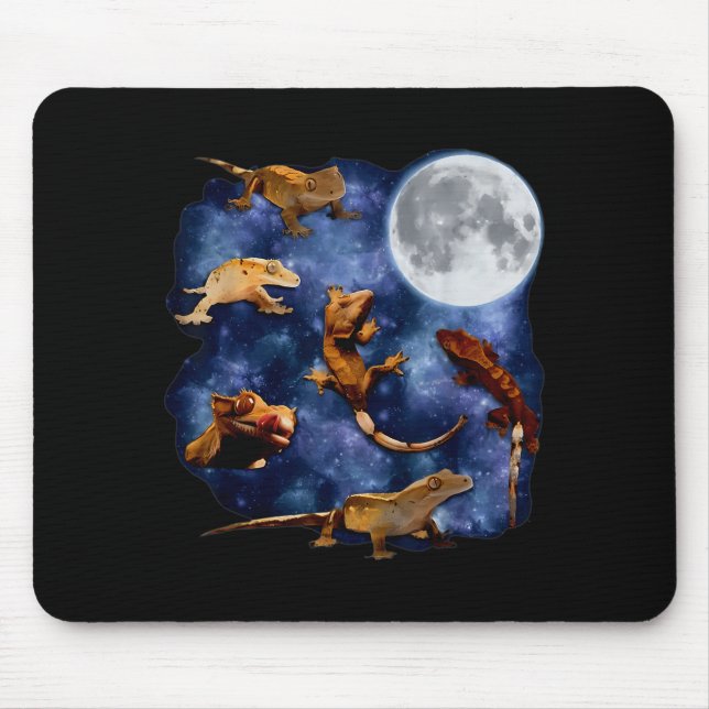 Crested Gecko Moon Retro Reptile Mom Dad Breeder L Mouse Mat (Front)