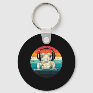 Crested Gecko Playing Video Game Funny Gamers Key Ring