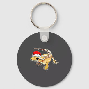 Crested Gecko Santa Hat Christmas Pajama Lizard Re Key Ring