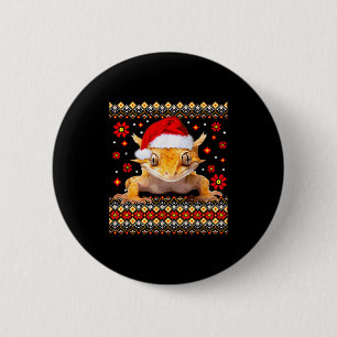 Crested Gecko Ugly Christmas Sweater 6 Cm Round Badge