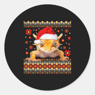 Crested Gecko Ugly Christmas Sweater  Classic Round Sticker