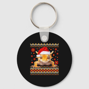Crested Gecko Ugly Christmas Sweater  Key Ring