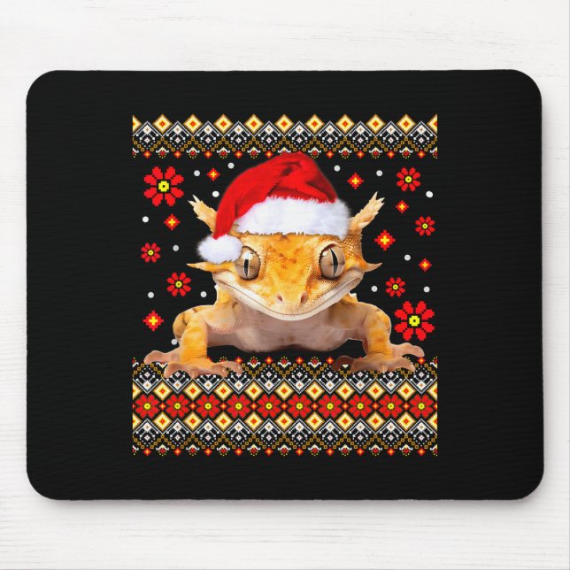 Crested Gecko Ugly Christmas Sweater  Mouse Mat (Front)