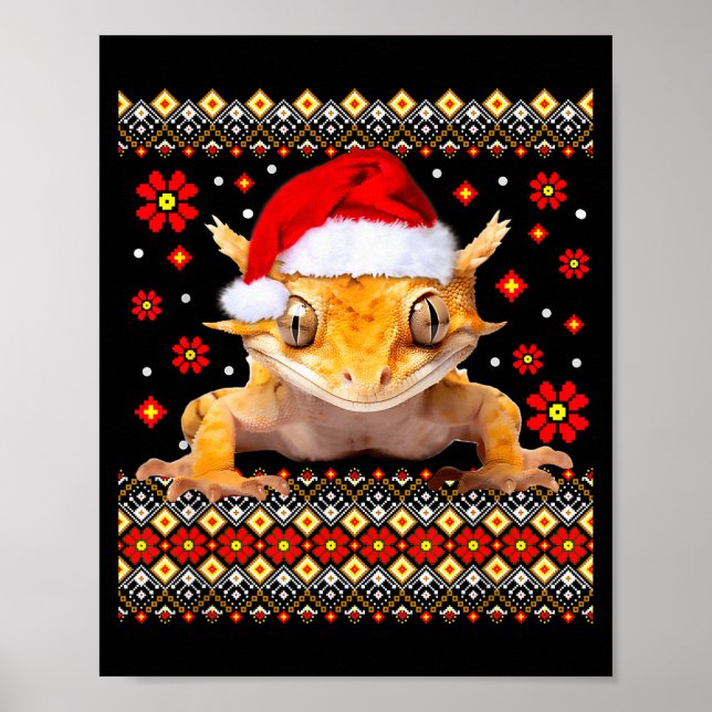 Crested Gecko Ugly Christmas Sweater  Poster (Front)