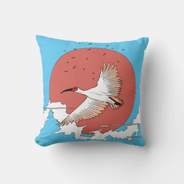 Crested Ibis in Flight Cushion (Front)