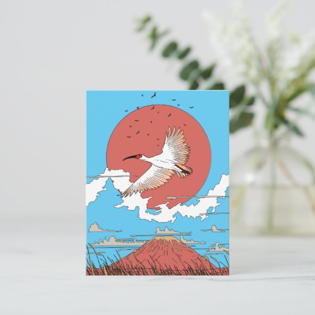 Crested Ibis in Flight RSVP Card (Standing Front)