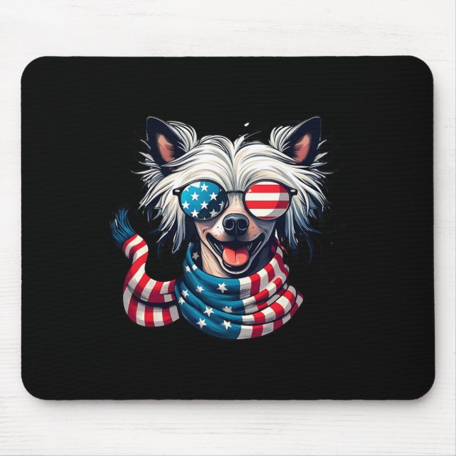 Crested Lover Us Flag 4th Of July Patriotic  Mouse Mat (Front)