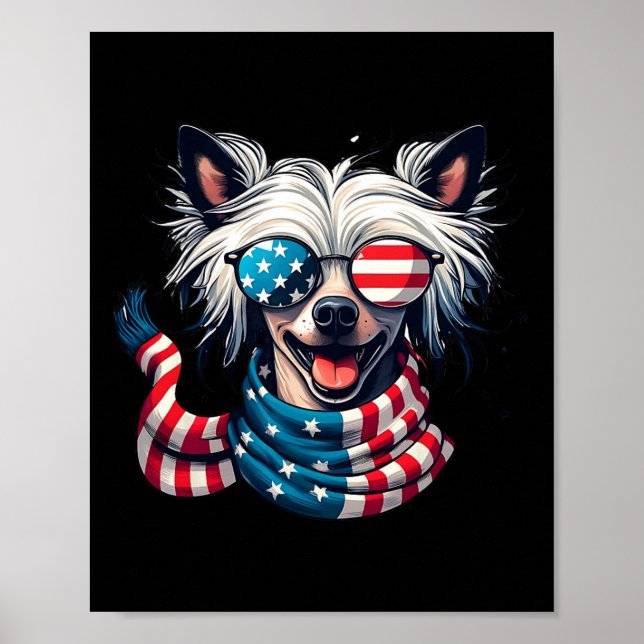Crested Lover Us Flag 4th Of July Patriotic  Poster (Front)
