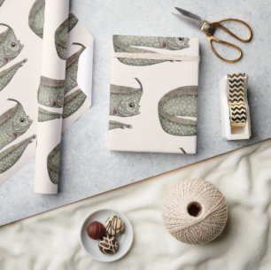 Crested Oarfish Fish, Vintage Marine Aquatic Life Wrapping Paper